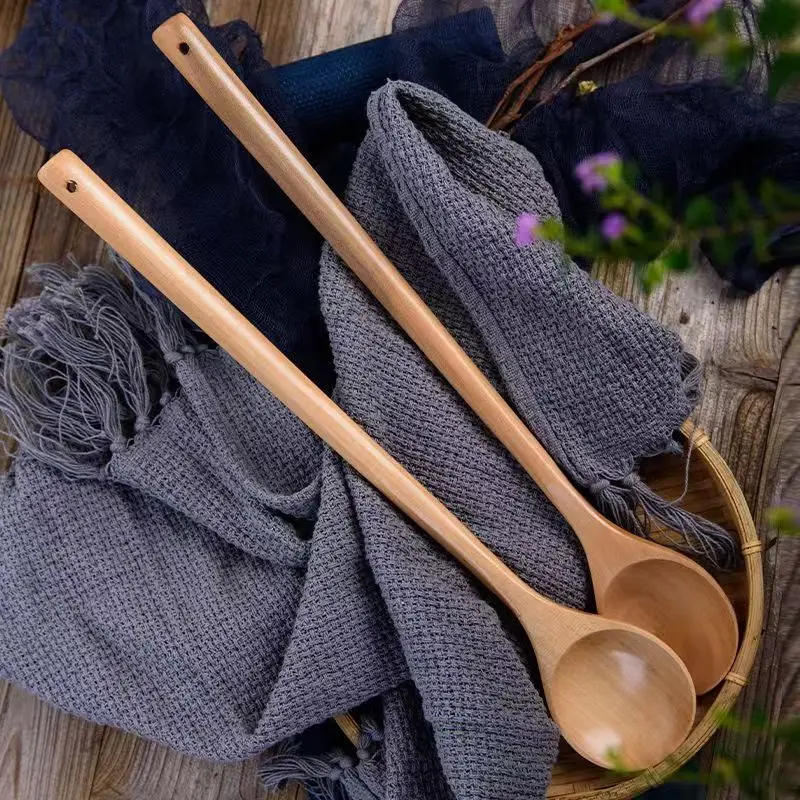 Description Picture 6 of itemStirring cooking spoon, long-handled cooking spoon, wooden milk pot, stir-frying solid wood soup spoon, special for Japanese non