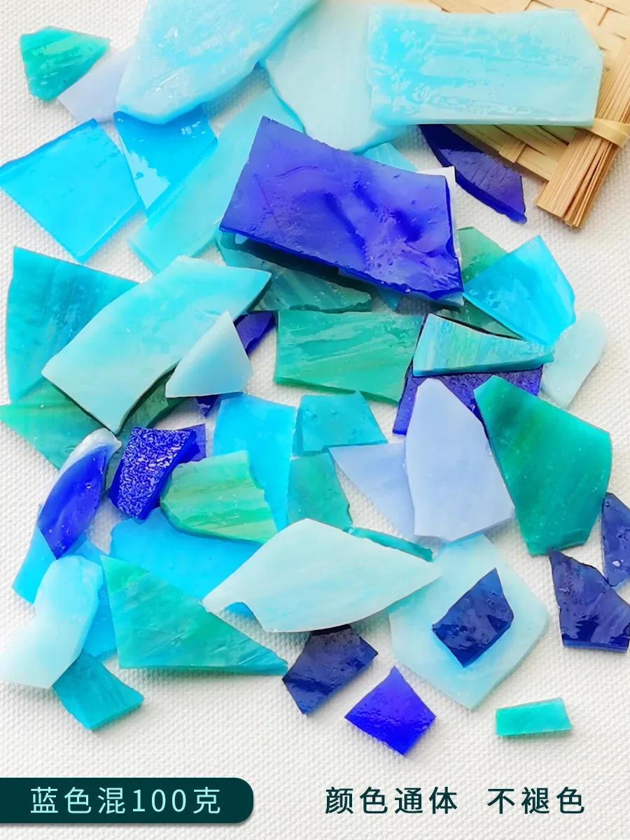 Description Picture 5 of item100g Irregular Shape Mica Mosaic Tiles DIY Craft Colored Fragments Glass Tile Mosaic Making Materials Home Wall Decoration