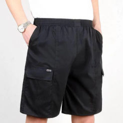 High Quality Brand New Shorts Coat Zip Casual Knee Cotton Length Short M-4XL Male Navy Blue No Elasticity Pocket