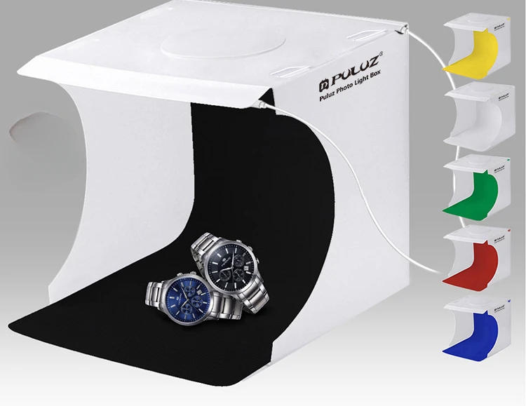 Description Picture 2 of itemProfession Mini Folding Light Box Photography Photo Studio Soft Box 2 LED Light Photo Background Kit with 6 Colors Backdrops