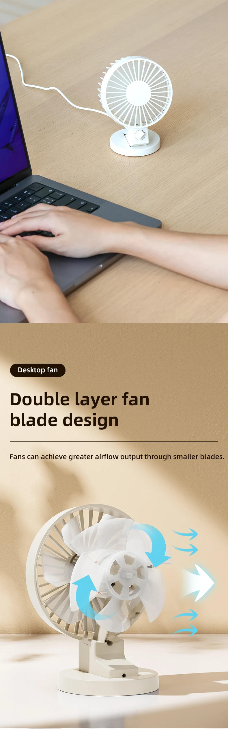 Description Picture 6 of itemNew Mini Fan for Desk USB Small Fan Desktop Oscillating Fans for Home Office Desks