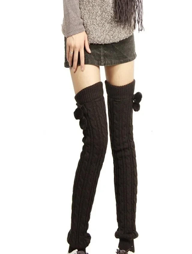 Description Picture 4 of itemLeg Warmers Womens Thigh High Over Knee Long Socks Winter Ankle Stretch Solid Twist Knitted Ladies Slouch Warm Boot Sock Female