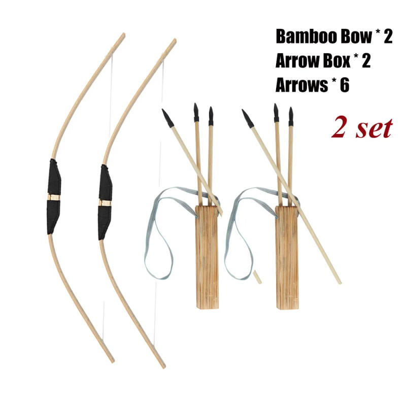 Description Picture 6 of item1/2Set 70cm/27.5 " Bamboo Bow with Arrows Archery Set for Kids Outdoor Shooting Recreation Practice Children Hunting Toy Sets