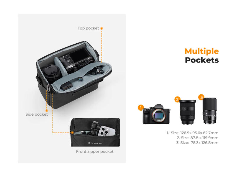 Description Picture 6 of itemK&F Concept Photography Camera Bag Waterproof Travel Single Shoulder Backpack Crossbody Bag for Sony Canon Nikon DSLR/SLR Camera