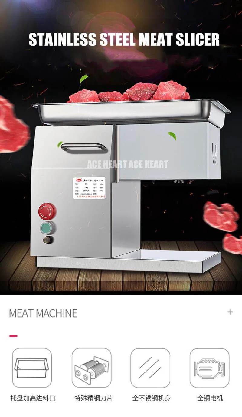 Description Picture 3 of itemCommercial Electric Meat Slicer Cutter Stainless steel Automatic Meat Grinder Meat Mincer EU US Plug