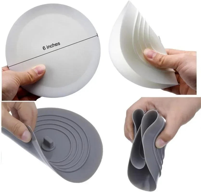 Description Picture 3 of itemTub Stopper, 6 Inches Large Silicone Drain Plug Hair Stopper Flat Suction Cover for Kitchen Bathroom Accessories and Laundry
