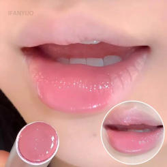 Pink Crystal Mirror Glass Solid Lip Gloss Round Tube Water Light Lipstick Clear Jelly Lip Glaze Nude Brown Moisturizing Lip Tint