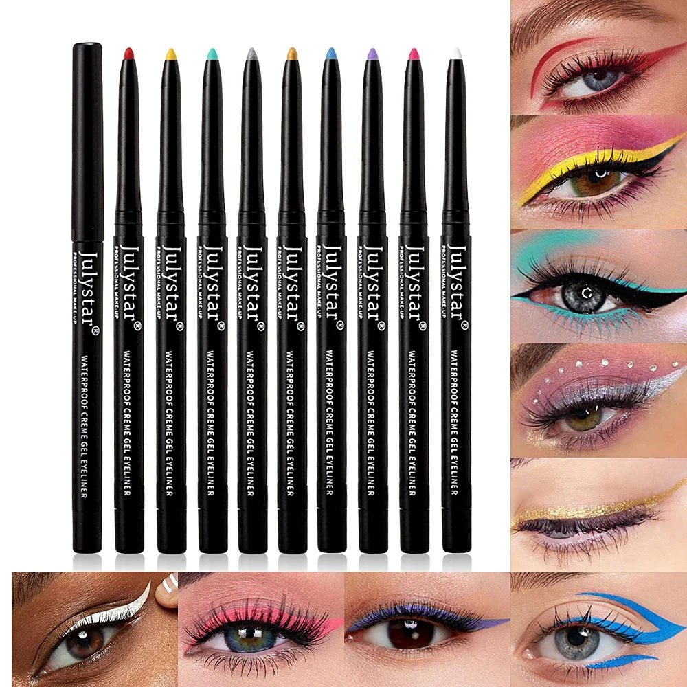 Description Picture 3 of itemColorful Eyeliner Lip Liner Gel Pencil No Smudge Silver Black Pink Easy To Wear Soft Matte Lying Silkworm Eyeliner Pen Cosmetics