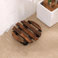 New Round/Square Plant Stand Wheels Rolling Wooden Flower Pot Mover Trolley Thicken Portability Flower Pot Tray Garden