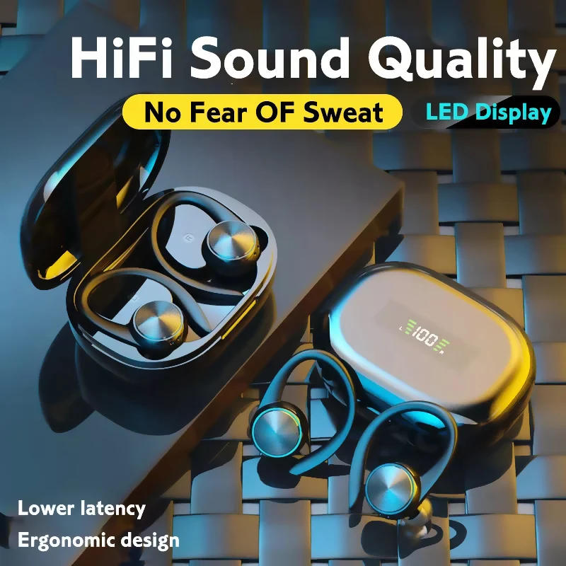 Description Picture 5 of itemWireless Bluetooth 5.0 Sports Headphone IPX5 Earbuds 500mAh Charging Case Ear Hooks Earphones 3D HiFi In-Ear Wireless Headset