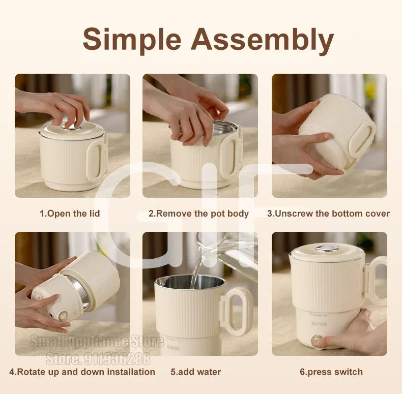 Description Picture 3 of itemSUPOR Household Folding Kettle 800ML Electric Portable Boiling Pot 220V Travel Water Boiler Kitchen Appliances Water Kettle