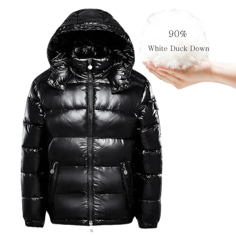Description Picture 3 of itemMens 90% White Duck Down Jacket Solid Color Waterproof Thicken Warm Hooded Coats Fashion Loose Snow Windbreaker Unisex Parkas