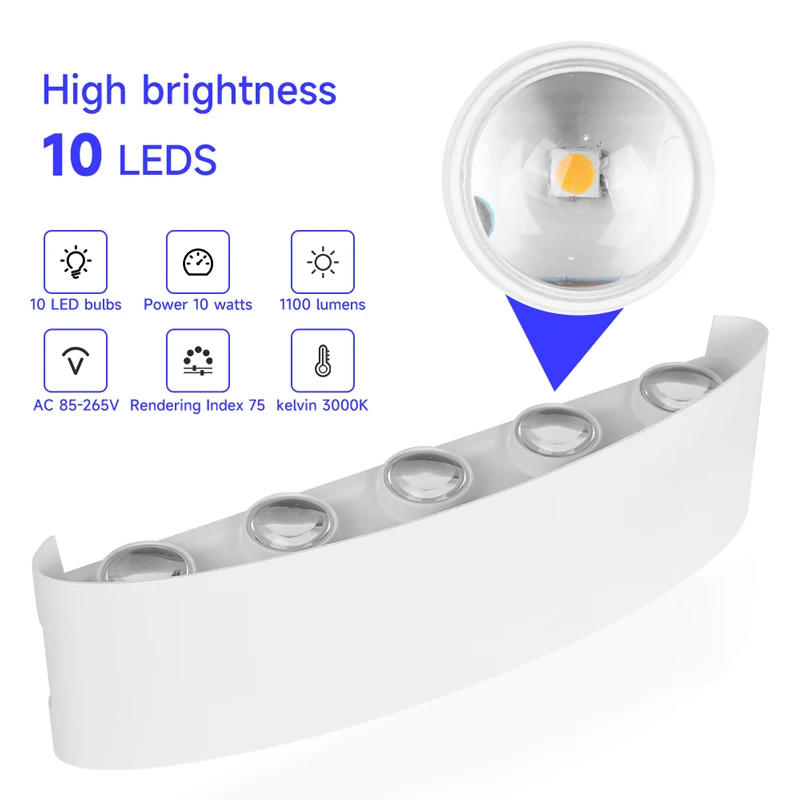 Description Picture 4 of itemLED Wall Light IP65 Waterproof Outdoor Wall Lamps Warm Porch Garden Lighting Bedroom Room Decor Home Fixture Aluminum Lustre