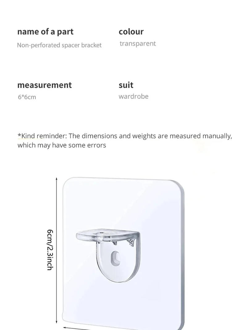 Description Picture 6 of item4/10pcs Wardrobe Divider Brackets Non-Marking Sticky Kitchen Cabinet Divider Brackets Anti-Side Slip Layer Support Brackets