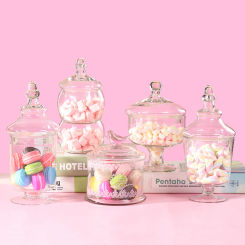 Glass Candy Jar Transparent with Lid Grains Storage European Home Miscellaneous Box Bottles