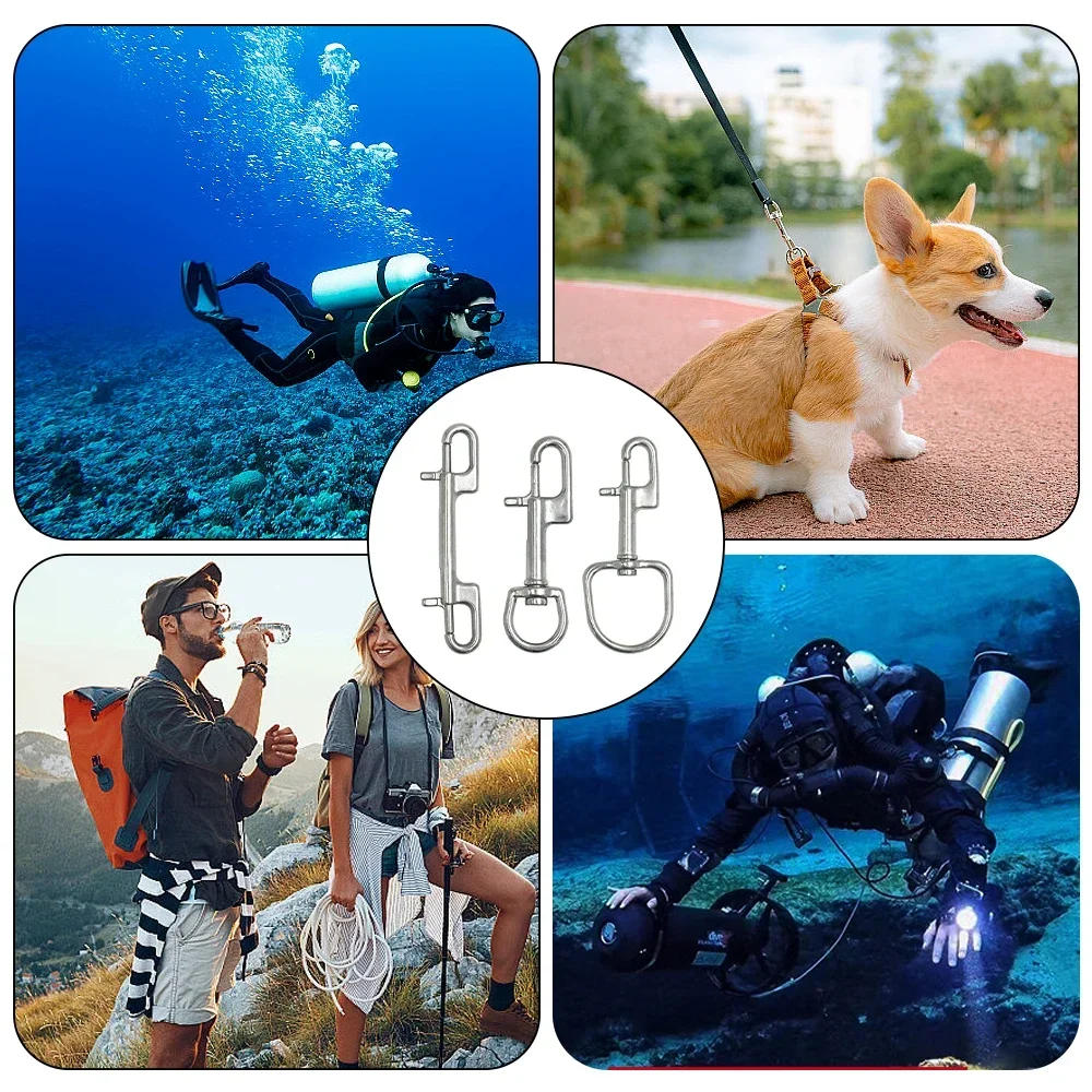 Description Picture 5 of itemStainless Steel Diving Swivel Bolt Snap Hook Clip Double Head Diving Hook Stainless Steel Oval Swivel Spring Snap Hook For