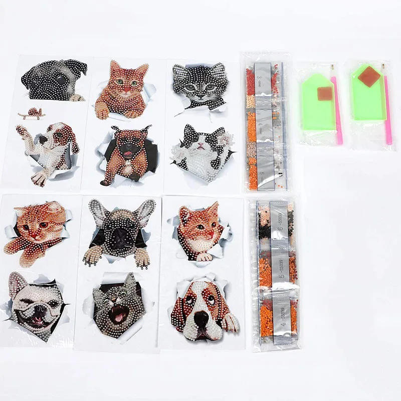 Description Picture 4 of itemDIY Dog Cat Diamond Painting Stickers Kits for Kids 5D Digital Diamond Paint By Numbers Children Adult Beginner Craft Embroidery