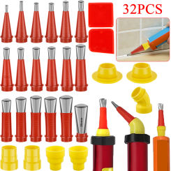32Pcs 3-35mm Caulking Nozzle Applicator Finishing Tool Spatula Glue Shovel Tile Brick Joints Floor Silicone Remover Grout Kit