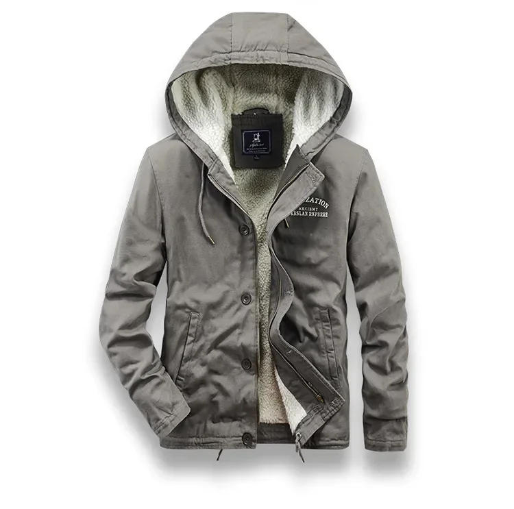 Description Picture 4 of item2024 Men Hooded Winter Coats Fleece Down Jackets Wool Liner Warm Parkas Good Quality Male Casual Outwear Winter Clothes