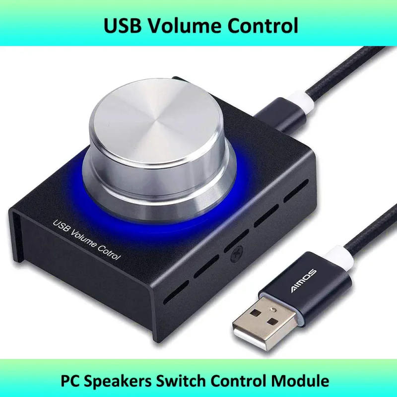 Description Picture 2 of itemAIMOS USB Audio Volume Controller, Adjuster Rotary Control Knob Computer Speaker Control Switch For Win7/8/10/XP/Mac, Android
