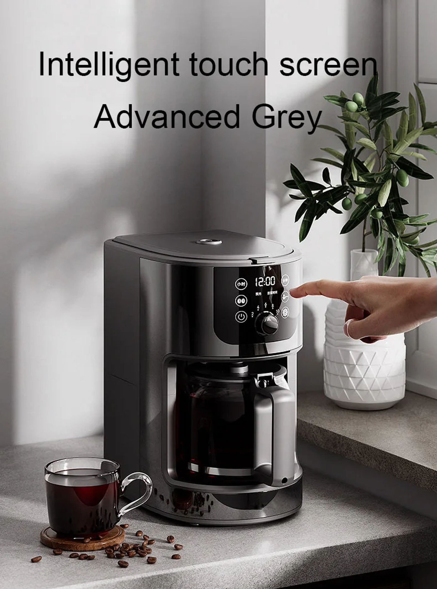 Description Picture 4 of itemAutomatic Electric Coffee Maker Bean Grinder Mill Beans Grinding Machine Comercial Espresso Tea Boiler Drip Cafe American Pot EU