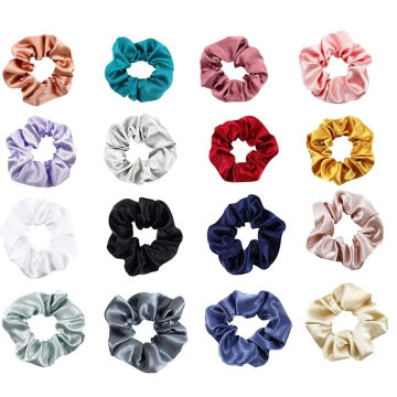 16 PCS Satin Hair Scrunchies For Women Solid Color Elastic Hair Bands Scrunchy Hair Ties Ropes Multicolor For Women Girls Ladies