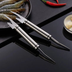 1/2Pcs Double-ended Shrimp Wire Knife 304 Stainless Steel Multifunction Pick The Shrimp Line Peel Knife Kitchen Seafood Tools