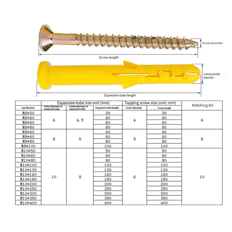 Description Picture 4 of item40pcs Self-tapping Screws Kit For Putting Up Curtain Rods Q235 Carbon Steel & Plastic 30mm M6 Household Cross Tips Screws Kit