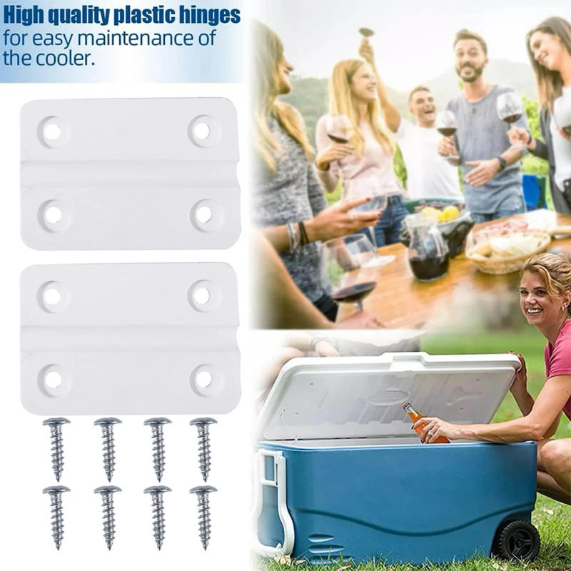 Description Picture 3 of item2pcs Replace Hinges With 8pcs Stainless Screws Parts Kit For Igloo Coolers For Thermo Box Hinge Folding Screw Furniture Hardware