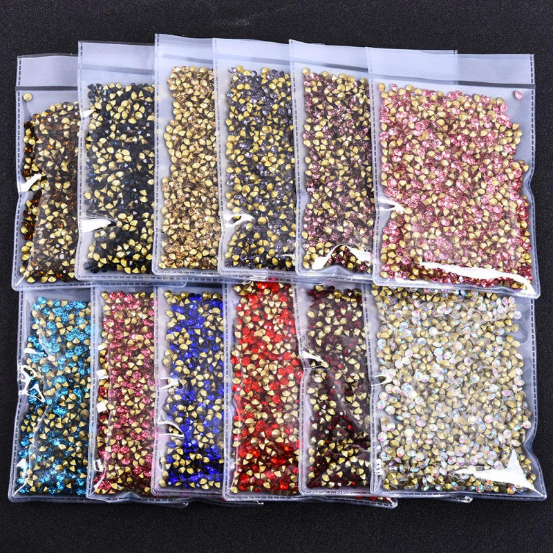 Description Picture 3 of item1440PCS 2MM SS6 Sharp Bottom Cone Diamonds Glass Nail Art Rhinestones Crystal Jewelry Decorations Manicure Charms Accessories