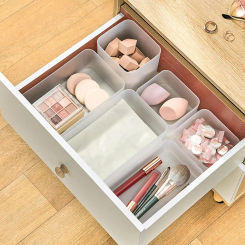 WORTHBUY Cosmetics Storage Box Bedroom Drawer Organizer Makeup Brushes Storage Boxes Desktop Sundries Stationery Organizers