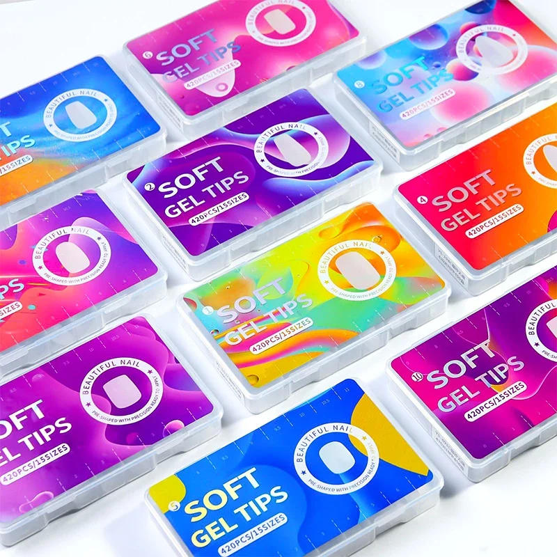 Description Picture 3 of itemFalse Nail Tips Press On Nails Matte Soft Gel Tips Full Cover Almond Square Coffin French Acrylic Fake Nail Extension Accessary