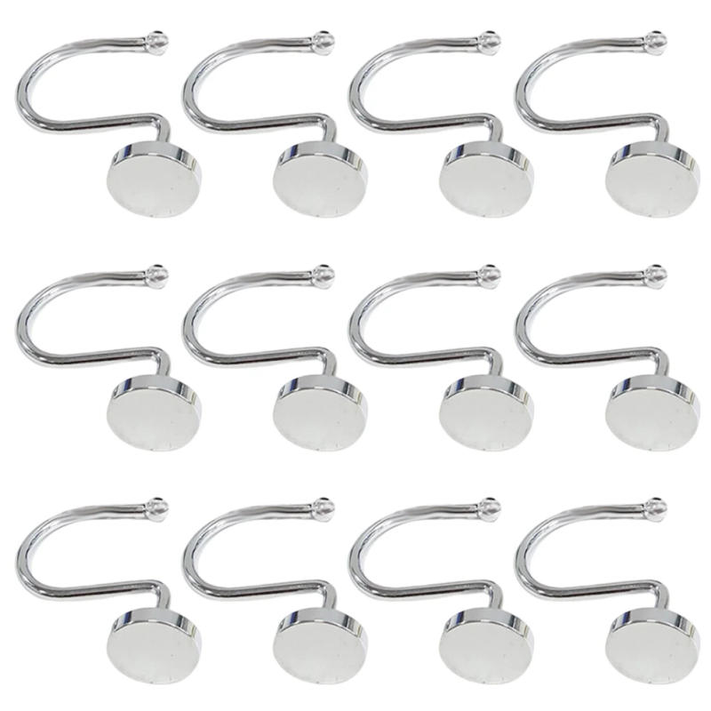 Description Picture 6 of item12pcs Shower Curtain Hooks Rustproof Bathroom Shower Rod Hanging Rings Curtain Hanging Hook Bathroom Adhesive Metal Hook