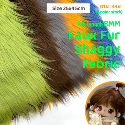 25x45cm 8cm Pile  Faux Fur Fabric For Patchwork Sewing Material Doll Toy Beard Hair Diy Handmade Home Decoration Cosplay Fabric