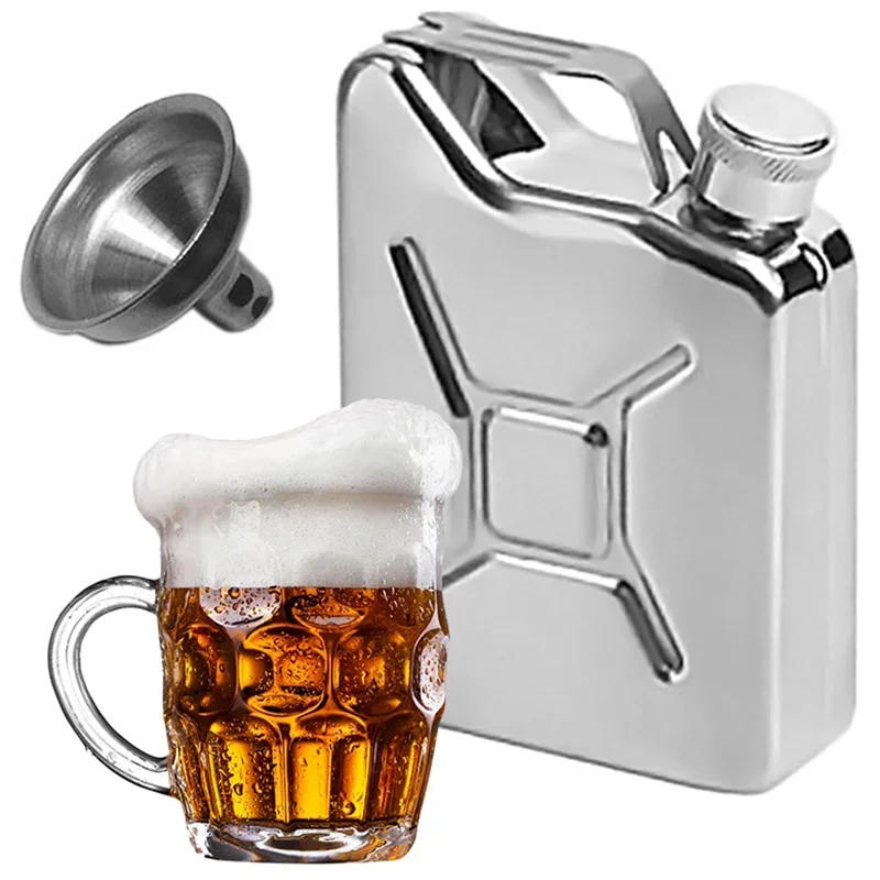 Description Picture 2 of item5 oz Hip Flask with Funnel Portable Whisky Wine Pot Creative Stainless Steel Flagon for Whiskey Liquor Personalized Men Gift