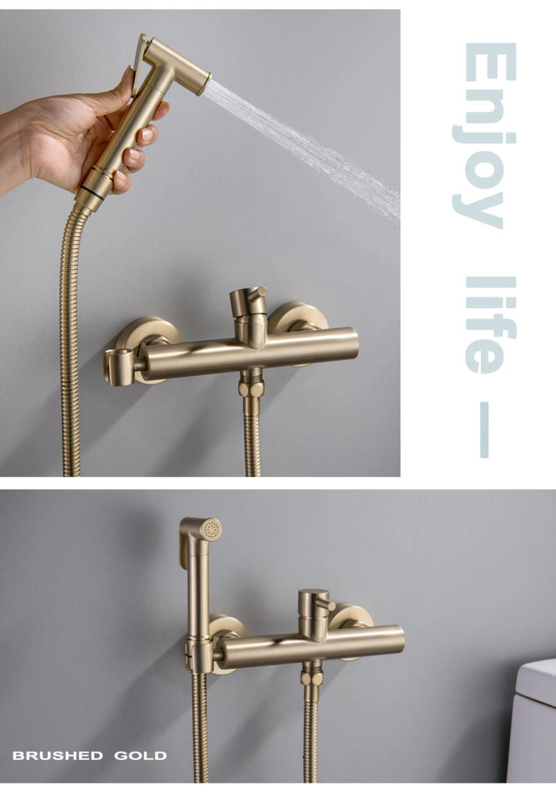 Description Picture 5 of itemBlack Chrome Bidet Faucet Brass Shower Tap Wall Mount Cold Hot Water Mixer Crane Rose Gold Shower Sprayer Head Tap Toilet Faucet