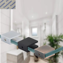 2Pcs Aluminum Alloy Wall Mount Floating Glass Shelf Partition Clamp Matte Black Rose Gold Mirrored Red Bronze Brushed