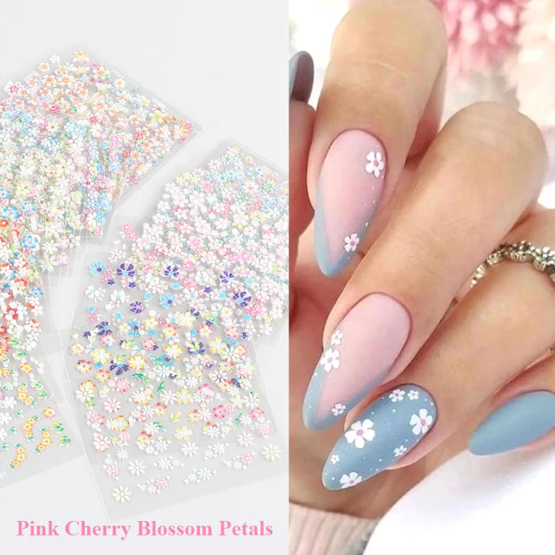 Description Picture 5 of item30pcs Cute Small Flowers 3D Nail Sticker Set Colorful Simple Floral Petals Nail Art Decals Elegant Adhesive Sliders Decorations