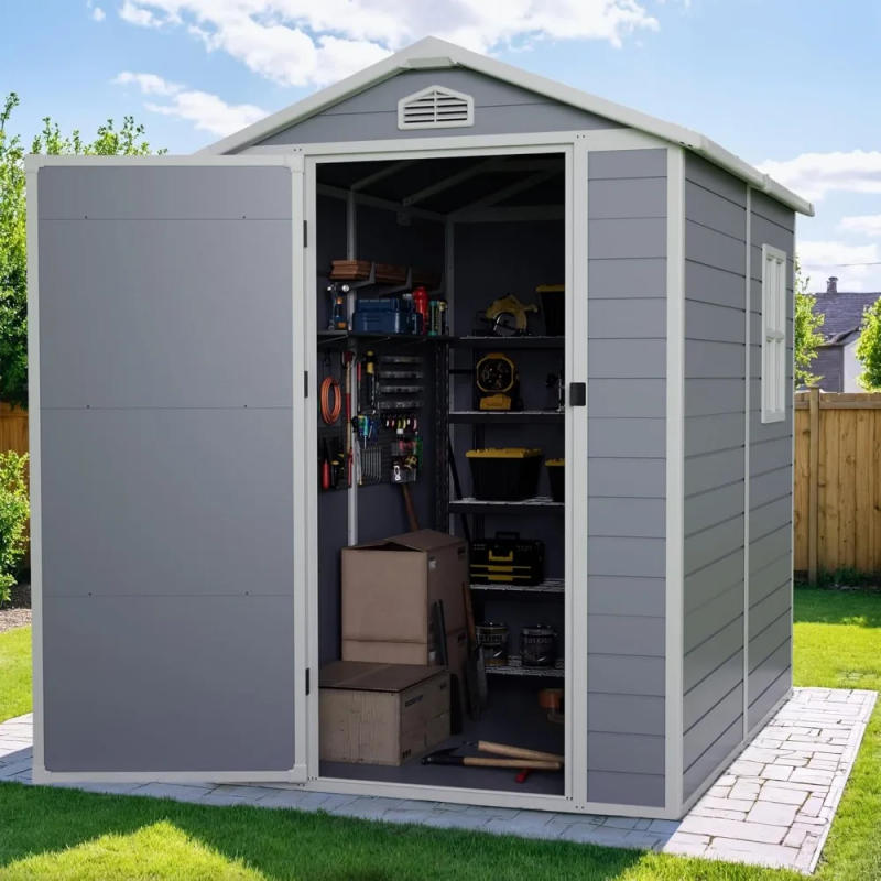 Description Picture 3 of itemPlastic Shed With Floor Lockable Doors Window & Vents Outdoor Warehouse 6x4 FT Resin Shed Storage Sheds Waterproof Garden House