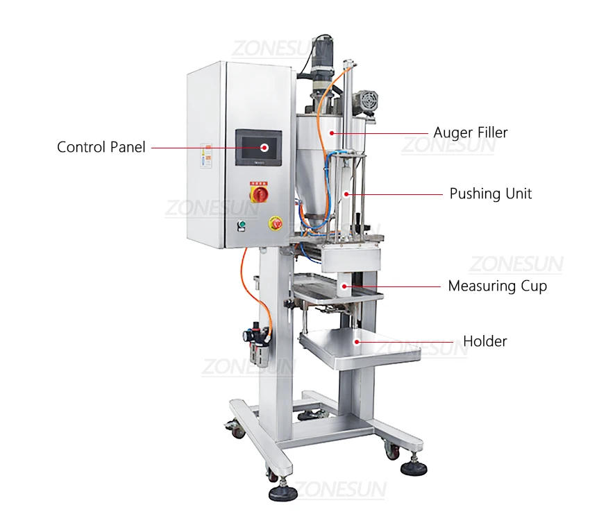 Description Picture 5 of itemZONESUN Pickles Filling Machine Auger Filler Jar Bottle Garlic Sauerkraut Pickled Foods Fermented Soya Beans Production