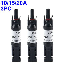 3pcs Solar PV Fuse Connector Photovoltaic Fuse Diode Connector 10A / 15A / 20A IP67 Protections Panel Cable Blocking Fuse Holder