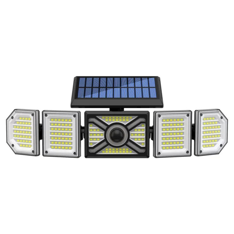 Description Picture 2 of item244 LED Solar Street Light 5 Head Wall-Mounted Motion Sensor Waterproof Integrated Outdoor Light Courtyard Road Lighting 3 modes