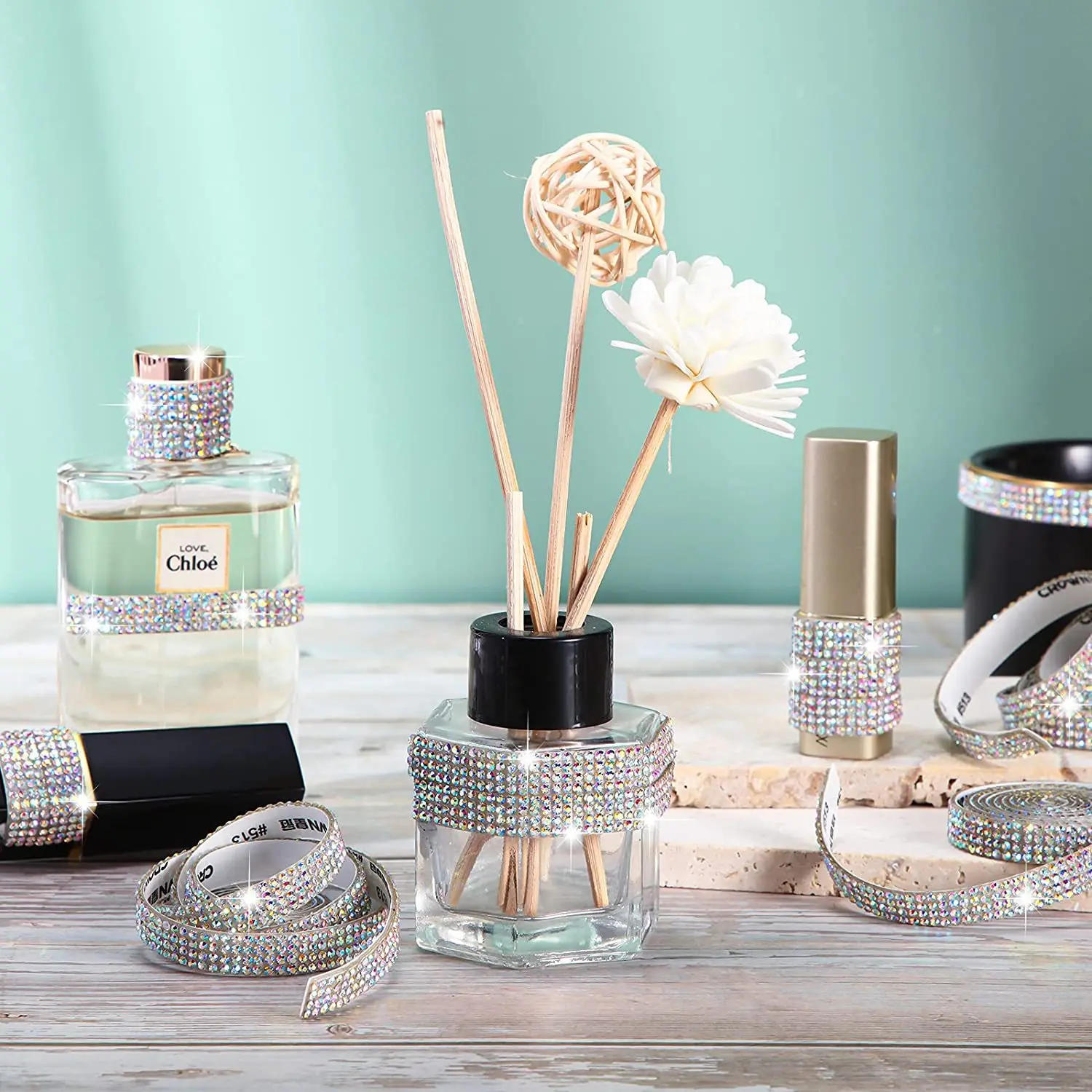 Description Picture 6 of itemSelf Adhesive Crystal Rhinestone Sticker Diamond Ribbon DIY Sticker Rhinestones Arts Crafts Car Phone Decoration Dropshipping