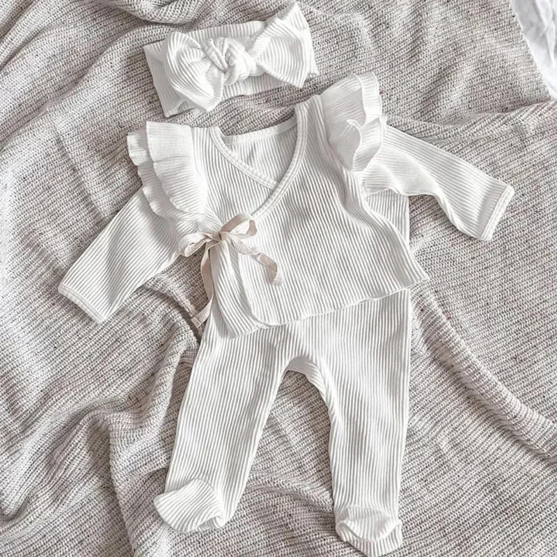 Description Picture 4 of itemBaby Pajamas Newborn Girls Clothing Sets for Kids Sleepwear Footie Robe Spring Knitted Top Pants Children Clothes Suit Outfits