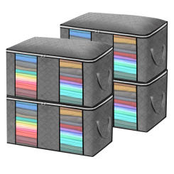 Clothes Storage Bag Organizer with Zipper Clear Window Large Capacity Foldable bags organizer for Clothes Storage Under Bed