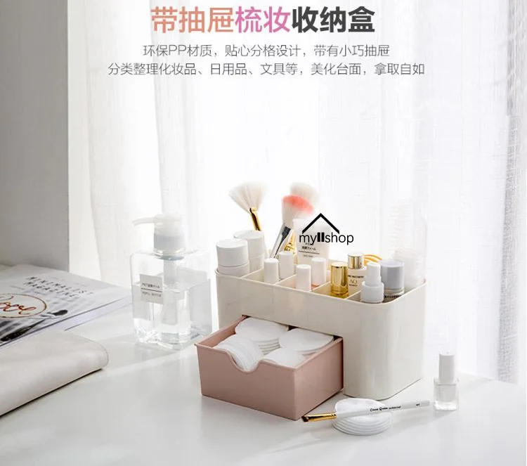 Description Picture 4 of itemPlastic Makeup Organizers Storage Box Double Layer Jewelry Display Box Cosmetic Drawers Case Desktop Container Boxes Organizer