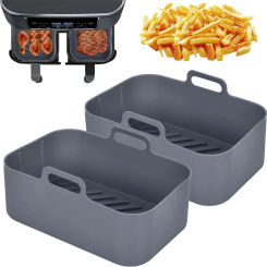 2pcs Silicone Basket Mold Air Fryer Oven Baking Tray Pizza Fried Chicken Basket Compatible for DZ201 6-in-1 8 Quart Air Fryer