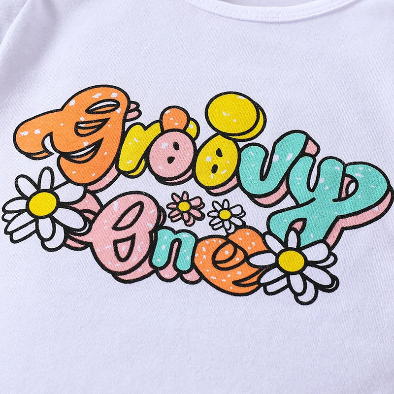 Description Picture 5 of itemBaby Girls Shorts Outfits Letter Print Short Sleeve Romper with Floral Skirt Shorts and Heaband 3 Pcs Summer Set