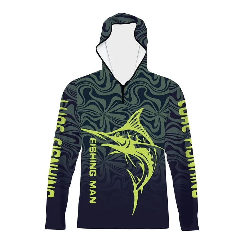 Description Picture 3 of itemS M L XL XXL XXXL Anti-UV Long SleeveFishing Jersey Professional BreathableQuick Dry Fishing Hoodie Outdoor Men Clothes Fishing