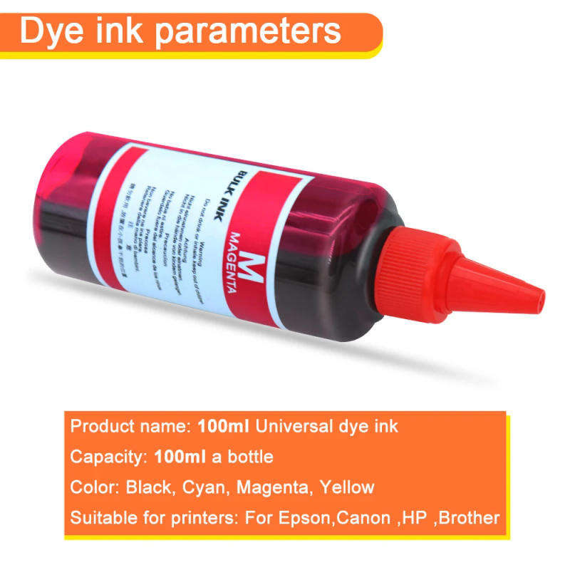 Description Picture 4 of item100ml Dye Ink Universal Refill Ink Kits Suit For HP Canon Epson Brother Inkjet Printer BK C M Y Refillable Cartridge Bulk Ink